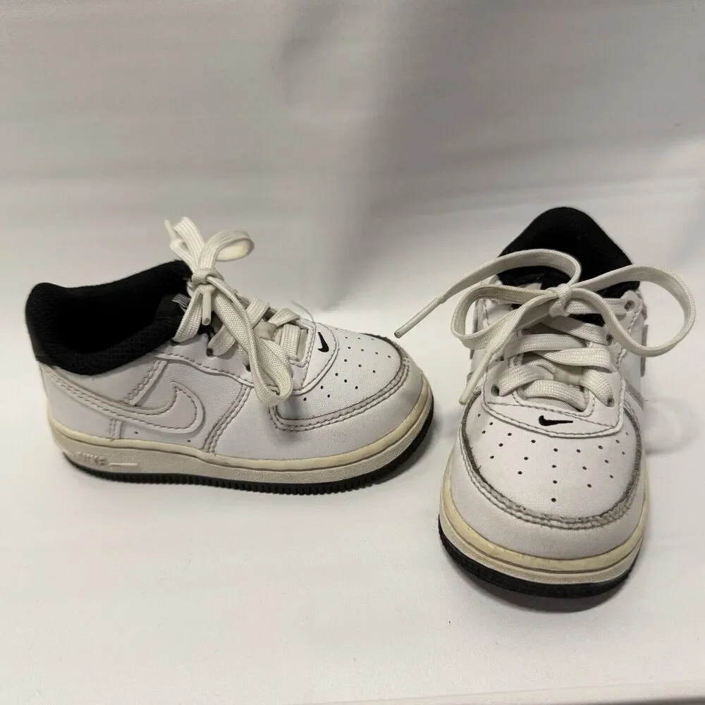 Nike Air Force 1 Low Toddler Unisex Shoe Size 6C White Black Contrast DV1342-100